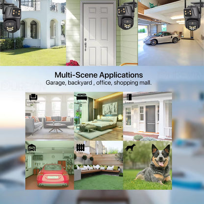 External 4K 8MP HD Dual Lens PTZ WiFi Camera with Auto Tracking - Outdoor IP CCTV Surveillance System