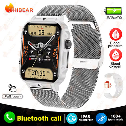 2024 New 1.95 Outdoor Military Man Smart Watch Men Bluetooth Call Smartwatch Men for Android IOS IP68 Waterproof Ftiness Watches