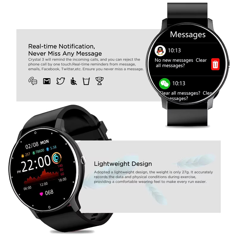 2025 Waterproof Smartwatch for Fitness Tracking and Heart Rate Monitoring - Compatible with Xiaomi, Android, and iOS for Men and Women