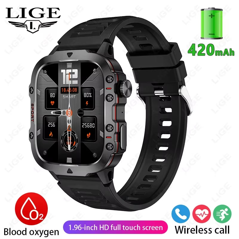 2025 Rugged Military Smart Watch Men Outdoor Watches Lp68 Waterproof 2.01" Al Voice Bluetooth Call Smartwatch for Android Los