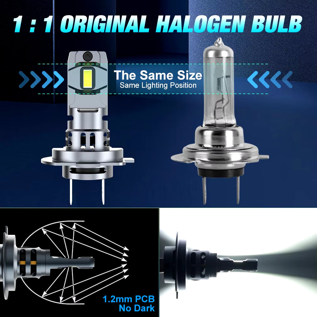 XSTORM H7 Mini Wireless LED Headlight Bulb - 60W 20000LM 6500K CSP for Automotive Use