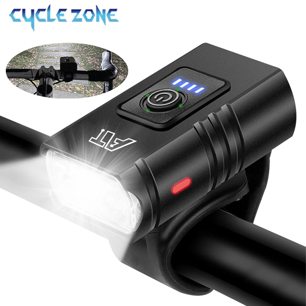 Type-C Rechargeable LED Bicycle Headlight - Easy to Install MTB and Road Bike Front Light