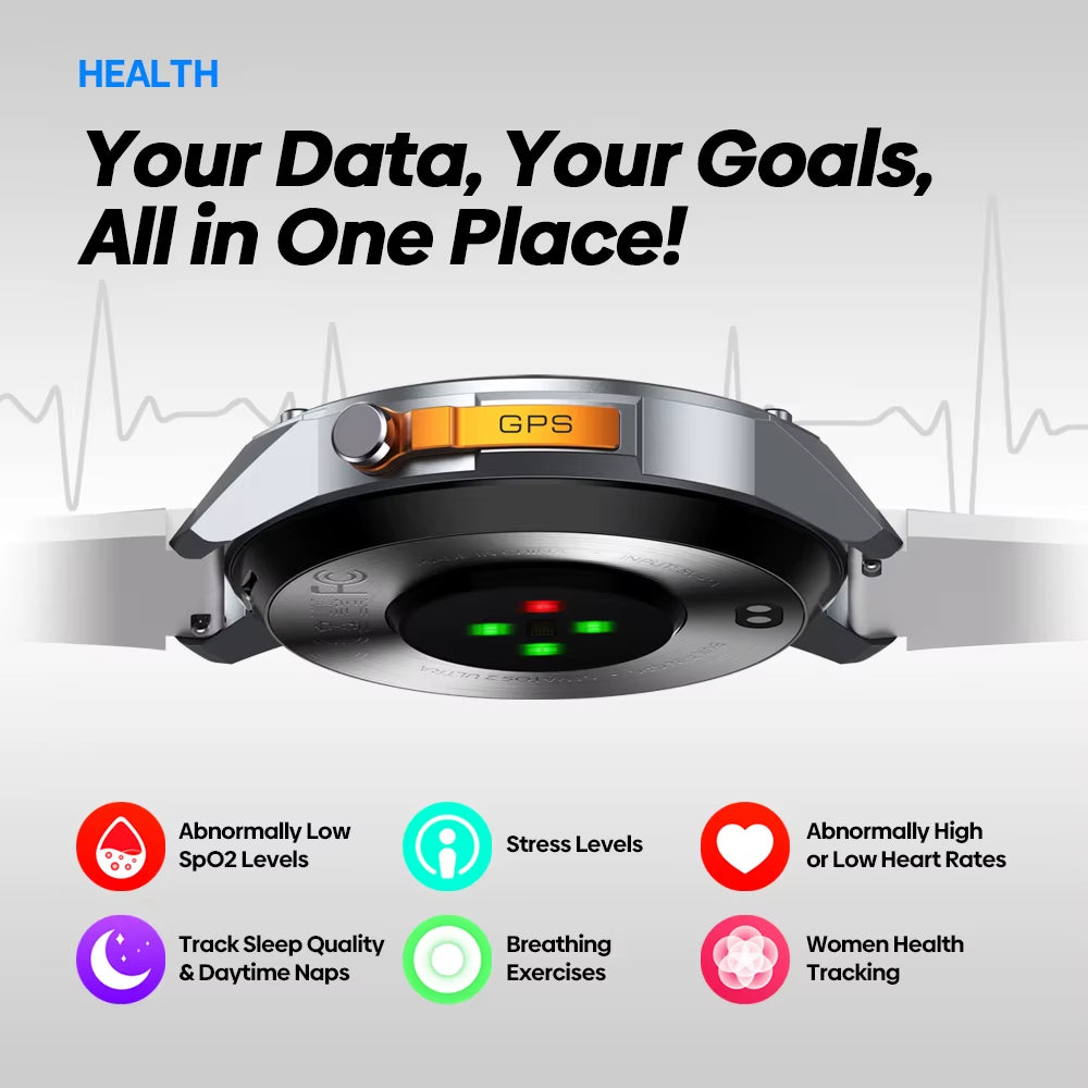 Stratos 2 Ultra GPS Smartwatch with Built-In Compass, Barometric Altimeter, Dual-Band GNSS, Voice Calling, and 10 ATM Water Resistance