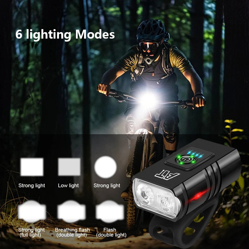 Type-C Rechargeable LED Bicycle Headlight - Easy to Install MTB and Road Bike Front Light